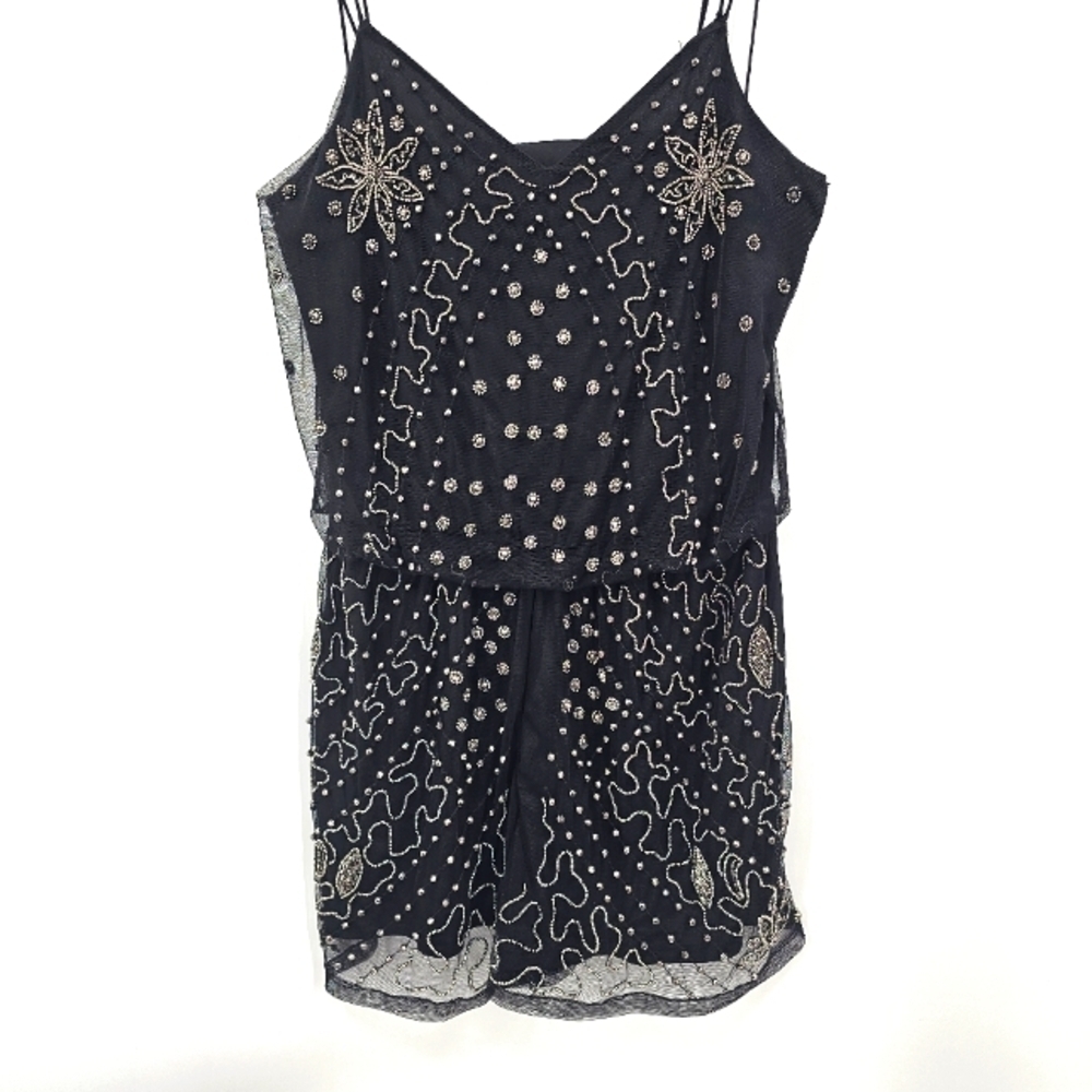 Dex‎ Black Beaded Romper | Size L | Glam Party Festival Look
